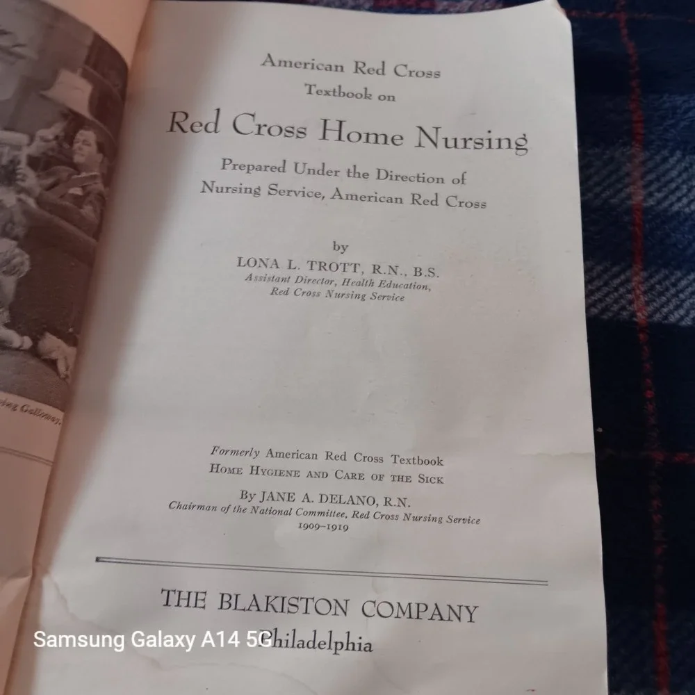 AMERICAN RED CROSS Home Nursing Textbook 1942 Lona Trott Vintage WWII Medical